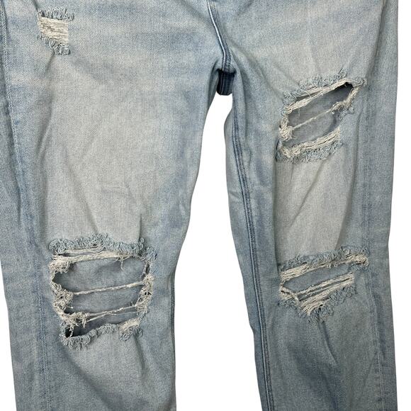 American Eagle AE Mom Straight Jeans Stretch High Rise Ripped Light Wash 18 Plus - Picture 4 of 8